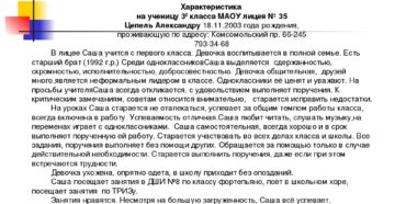 Характеристика на среднего ученика 3 класса из неблагополучной семьи