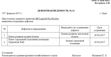 Дефектная ведомость поремонту оргтехники Дефектная ведомость поремонту оргтехники
