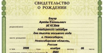 Свидетельство о рождении без отца